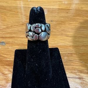 Ring Silver with Black Size 6